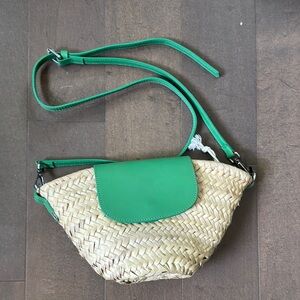 Mango like new Green and Natural Straw Crossbody Bag